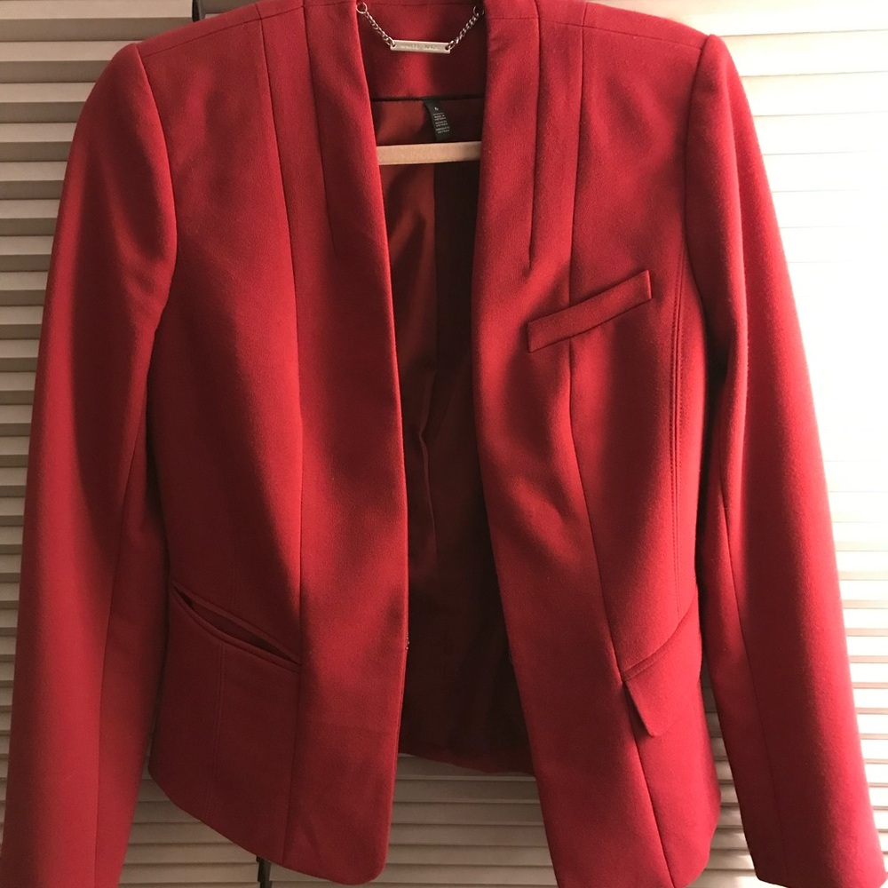 White Black | Chic Red Women's Blazer